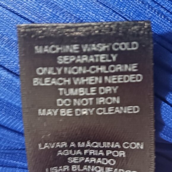 Chico's Travelers, Royal Blue Poncho Plisse Fabric Lightweight Fringe Hem S/M - Picture 16 of 16